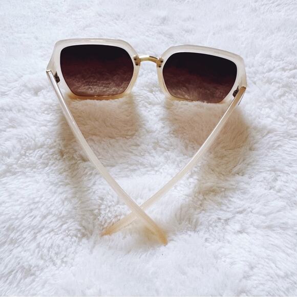 Layla Clear Beige Sleek Square Sunglasses - Picture 10 of 11